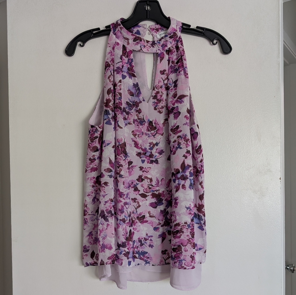 Purple Floral Halter Blouse Women's Small